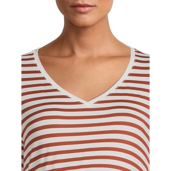 Lightweight Maternity Long Sleeve T-Shirt, cinnamon striped - Picture 4 of 5